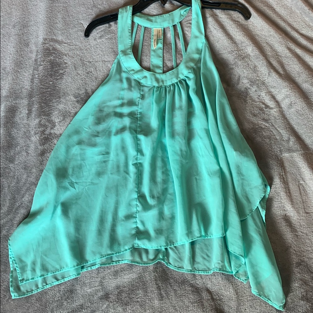 Beautiful blue tank top with cage back